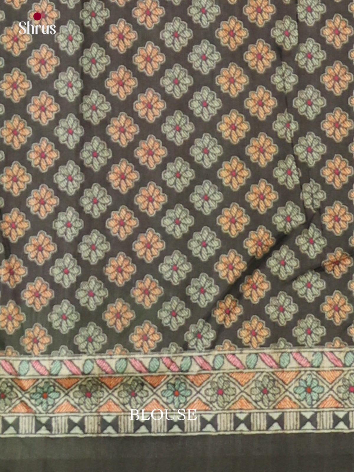 Black & Cream - Printed Madhubani Saree