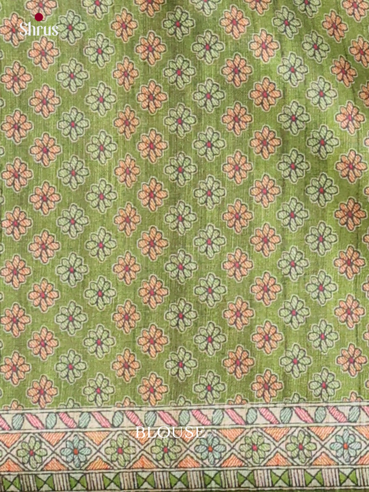 Light Green & Cream - Printed Madhubani Saree - Shop on Shrus.com