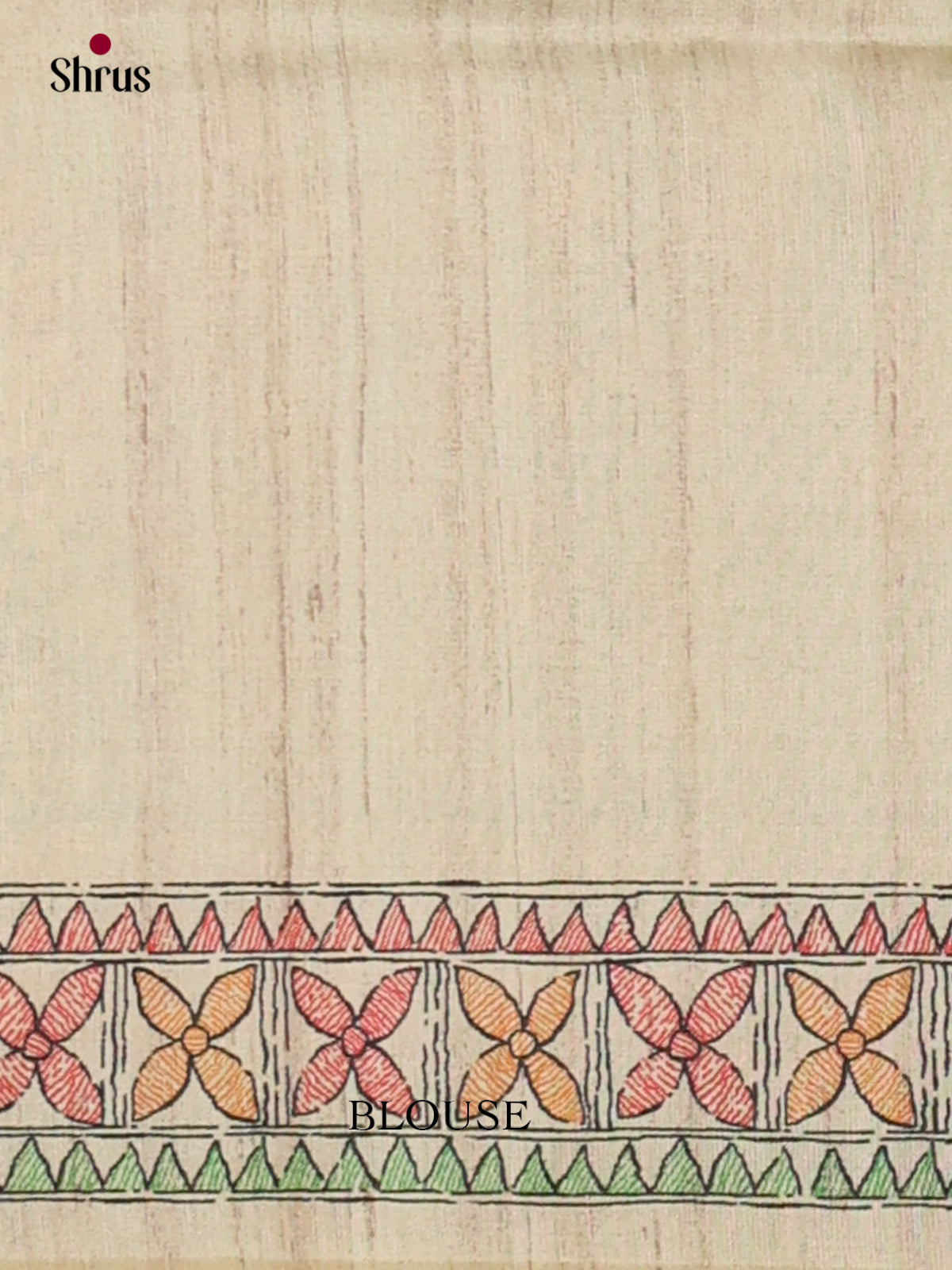 Cream -Printed Madhubani Saree - Shop on Shrus.com