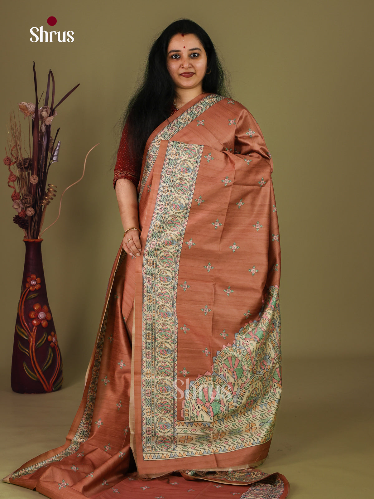 Printed Madhubani Saree - EI16858 - Shop on Shrus.com