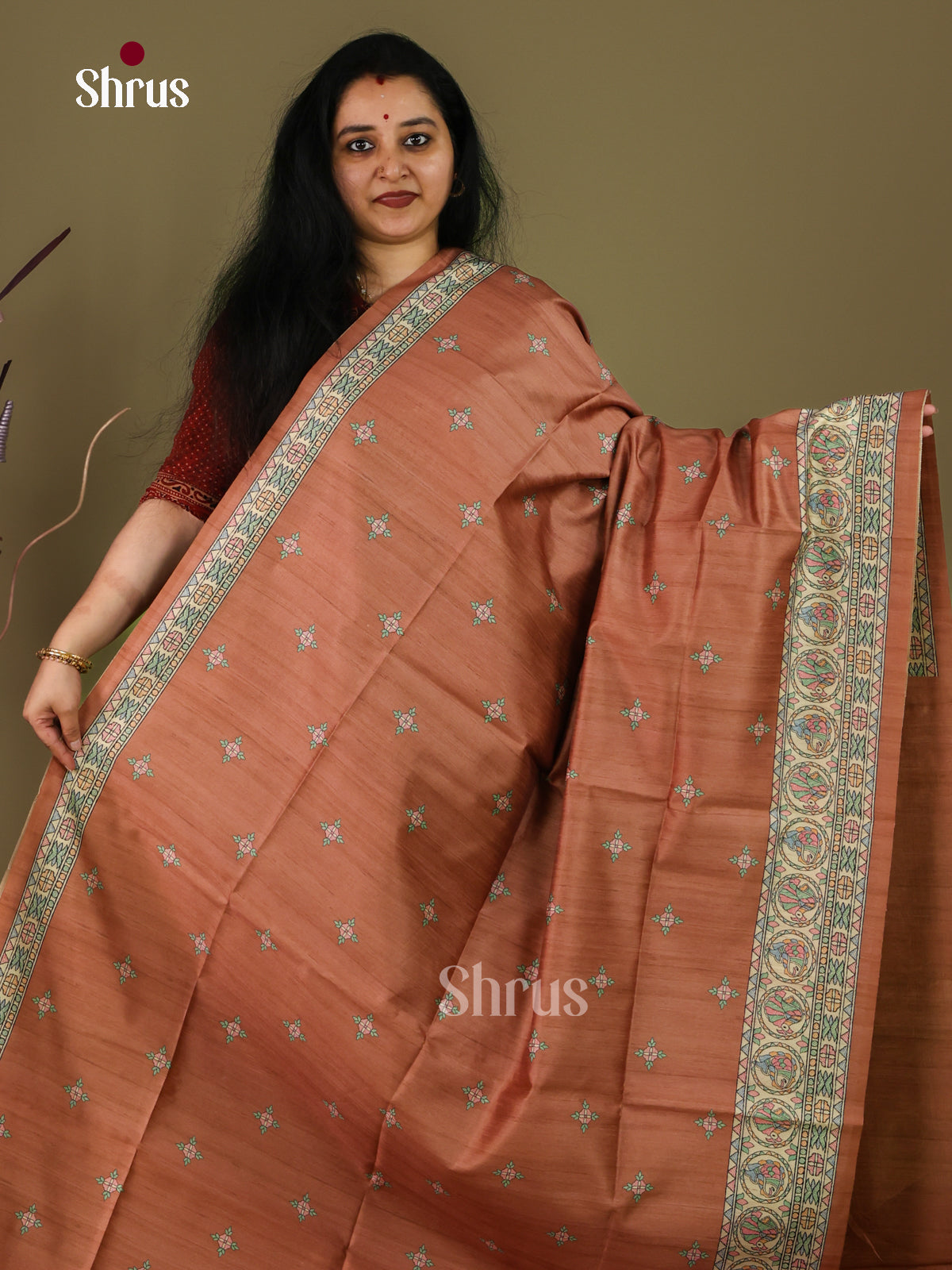 Printed Madhubani Saree - EI16858 - Shop on Shrus.com