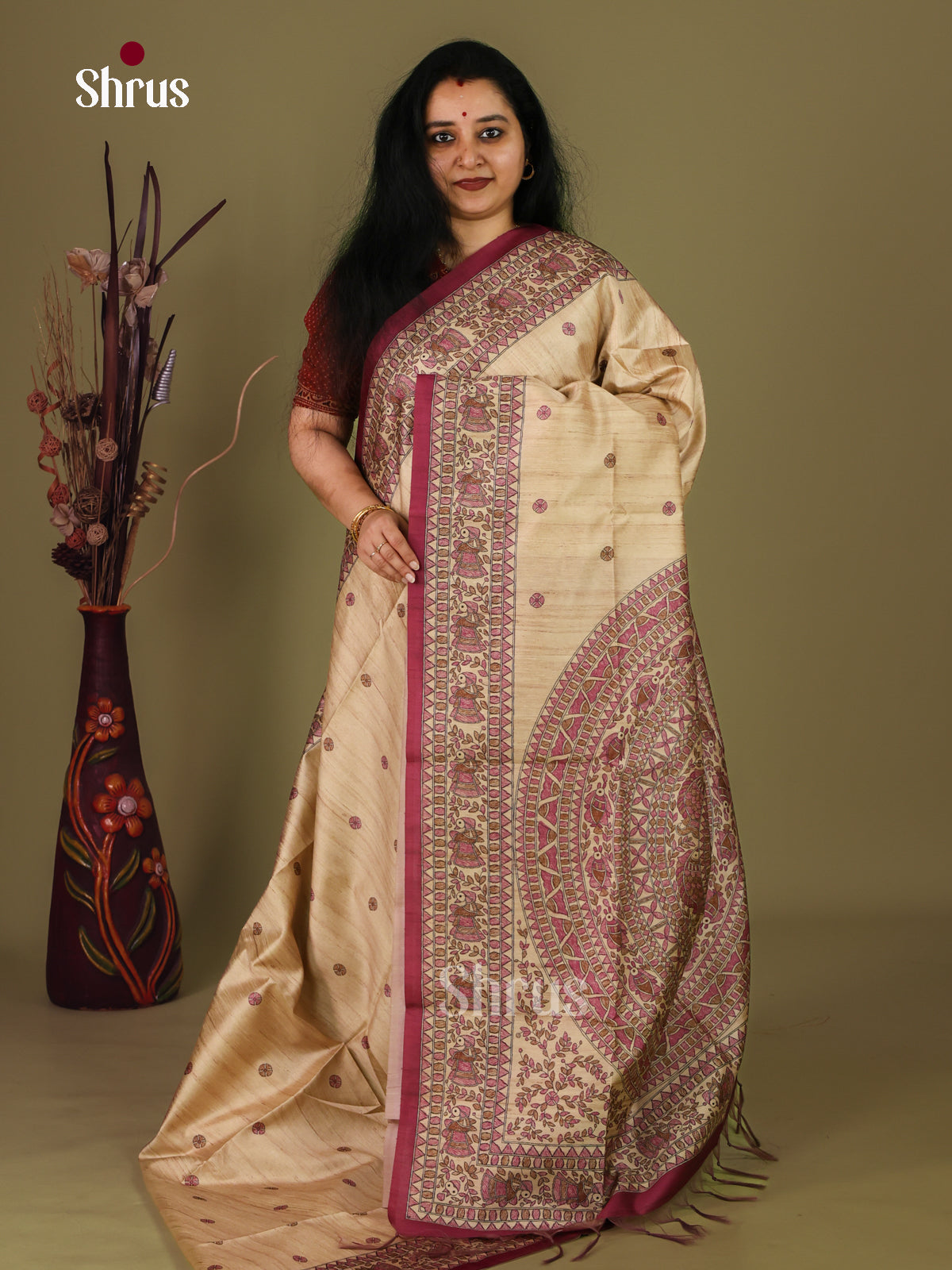 Printed Madhubani Saree - EI16870 - Shop on Shrus.com