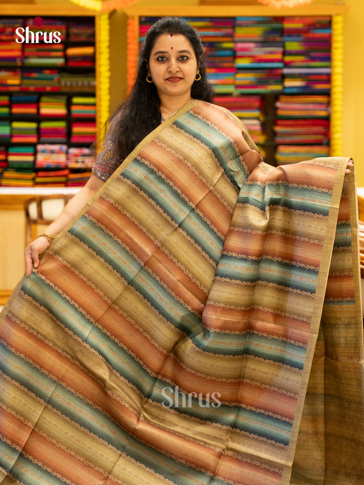 Printed Semi Tussar Saree - EI17006