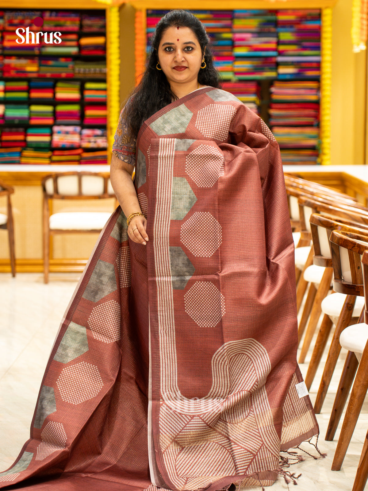 Printed Semi Tussar Saree - EI17116