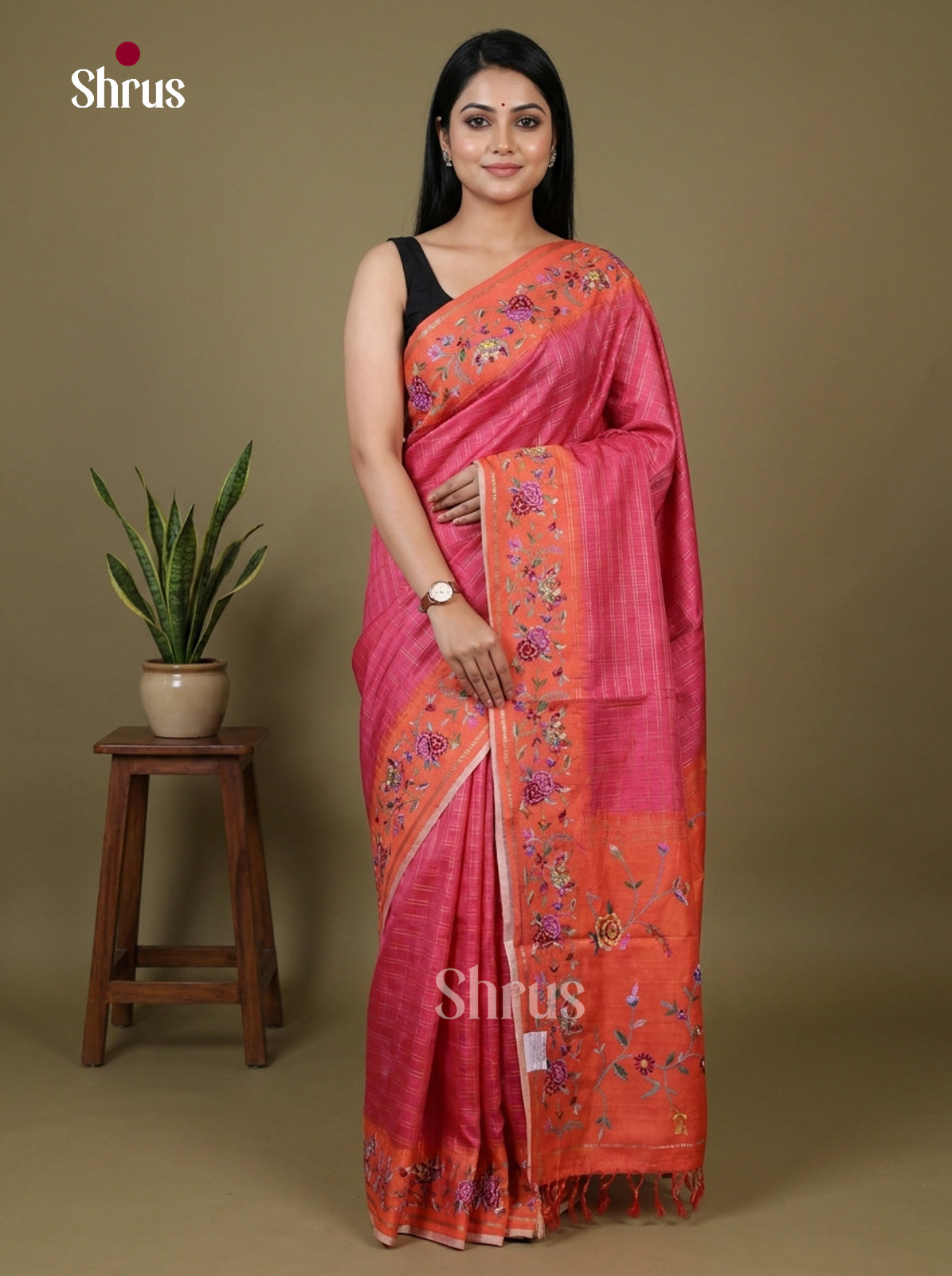 Tussar Embroidery Saree - EI17219