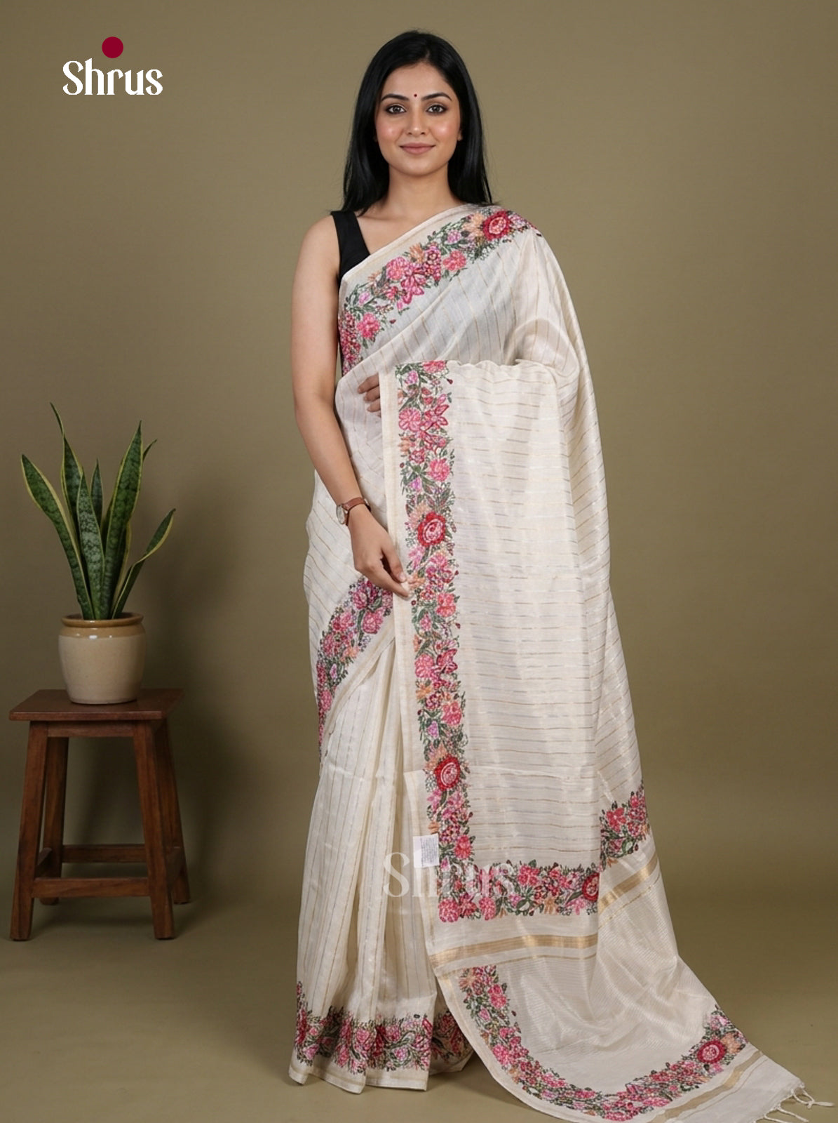 Tussar Embroidery Saree - EI17231