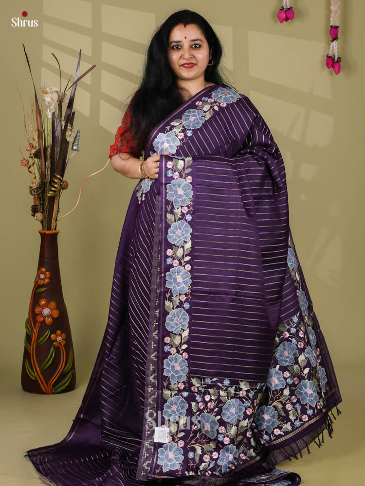 Tussar Embroidery Saree - EI24235