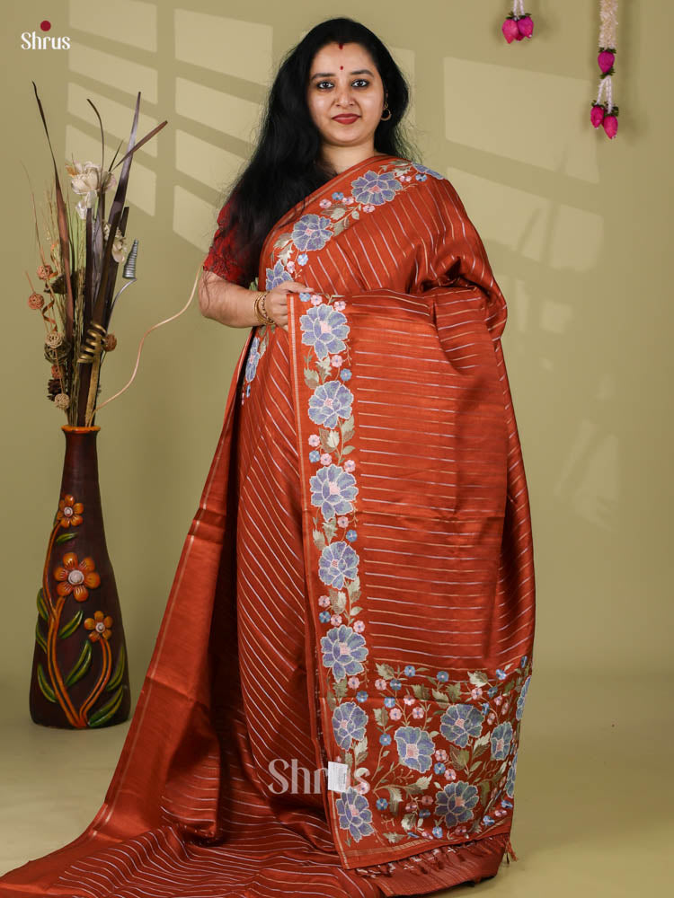 Tussar Embroidery Saree - EI24238