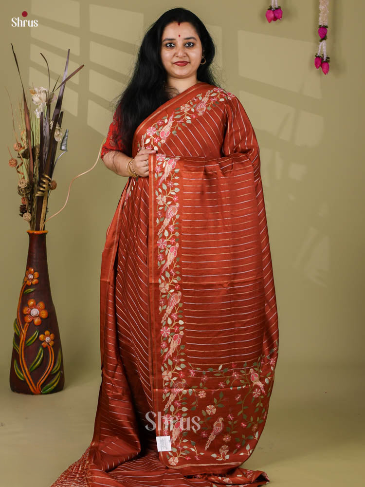Tussar Embroidery Saree - EI24243