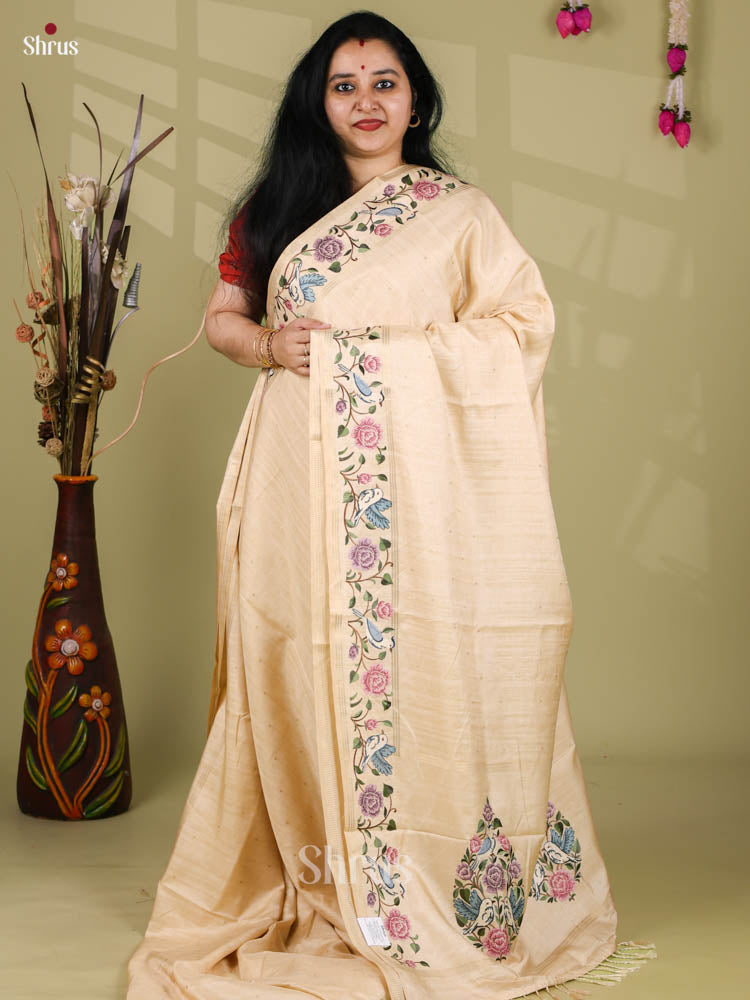 Tussar Embroidery Saree - EI24261