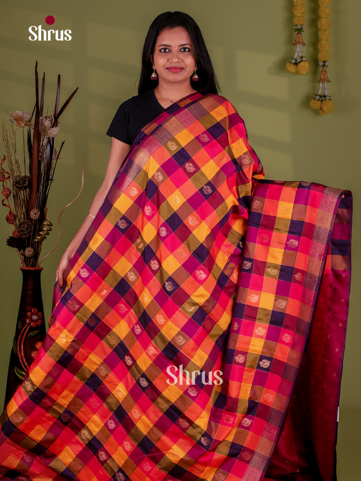 Semi Soft Silk - Madras Checks Saree - EJ09063
