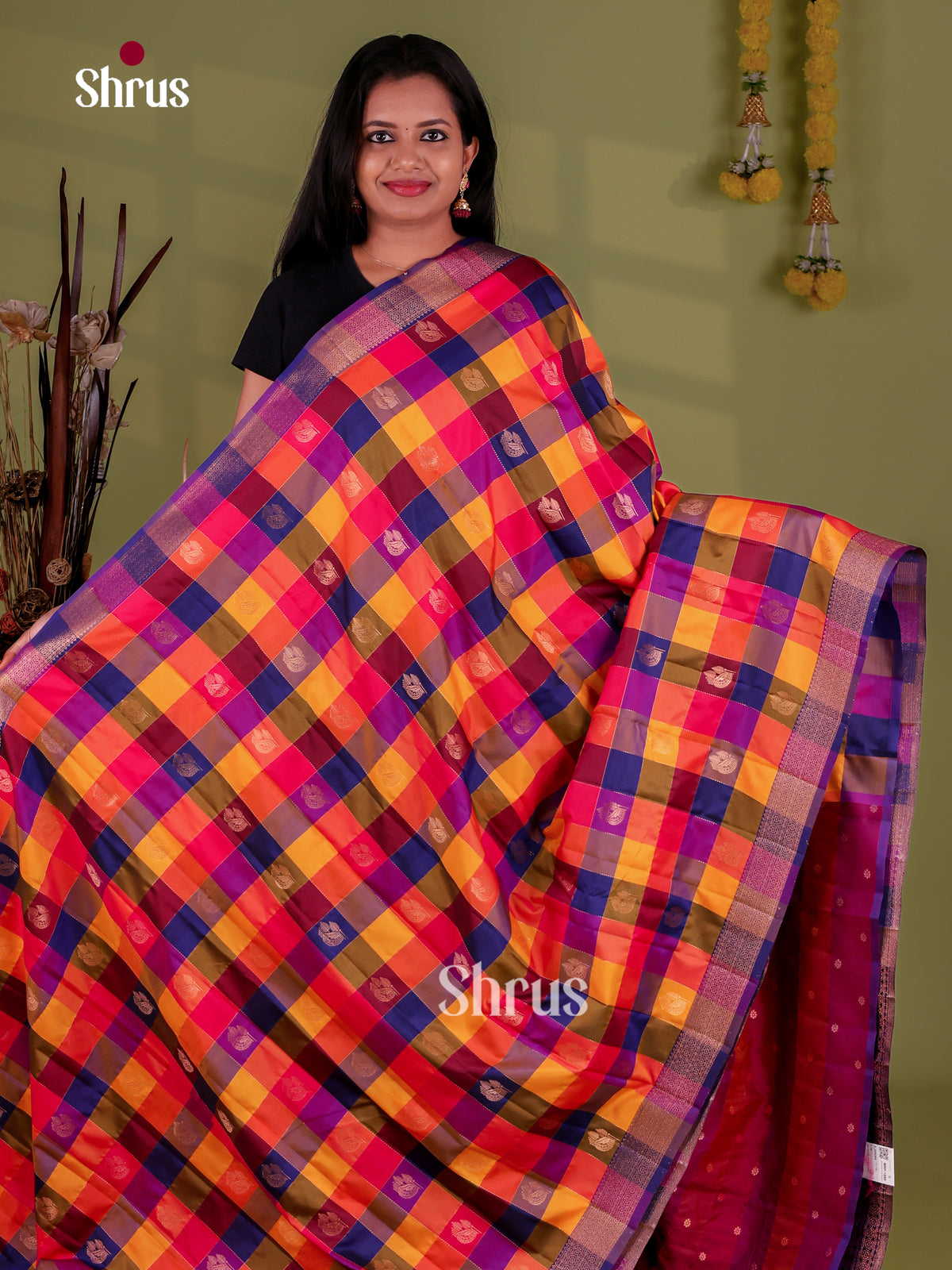 Semi Soft Silk - Madras Checks Saree - EJ09064