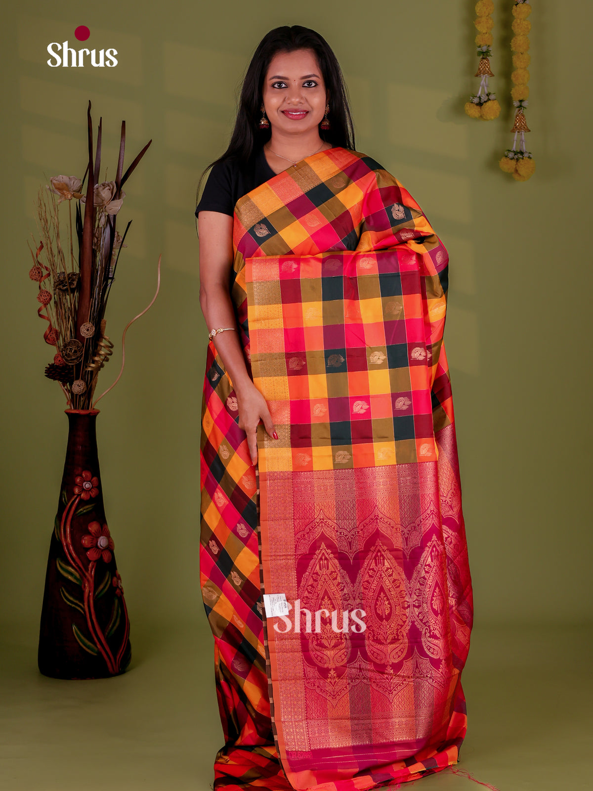 Semi Soft Silk - Madras Checks Saree - EJ09065