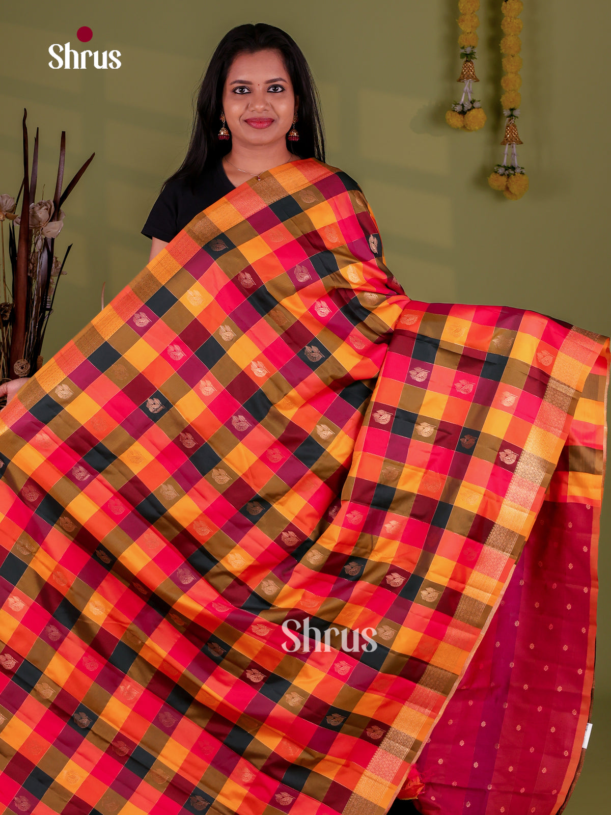 Semi Soft Silk - Madras Checks Saree - EJ09065