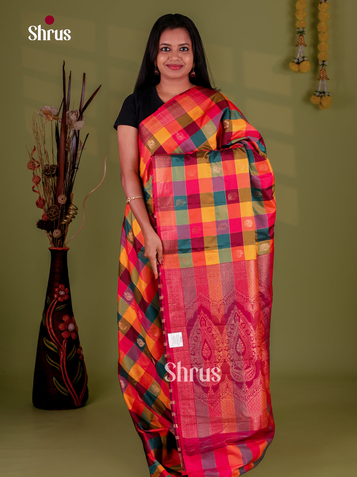 Semi Soft Silk - Madras Checks Saree - EJ09067