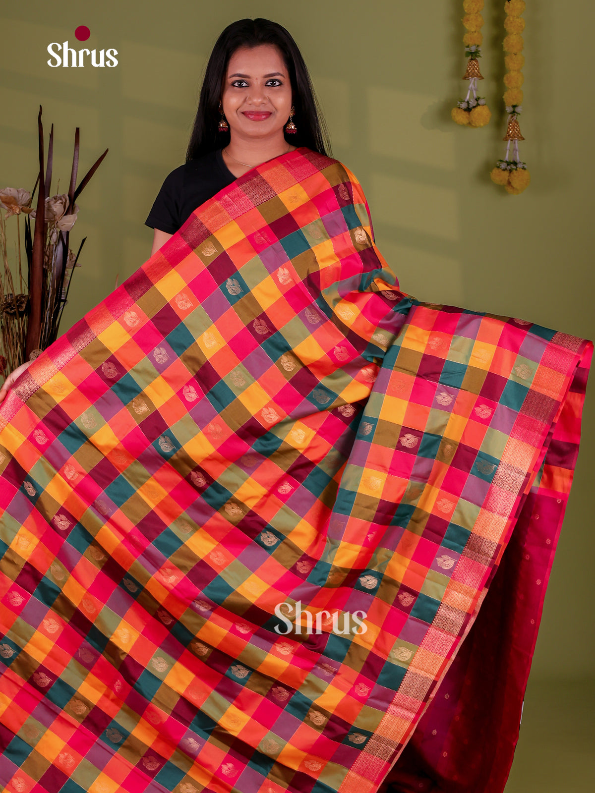 Semi Soft Silk - Madras Checks Saree - EJ09067