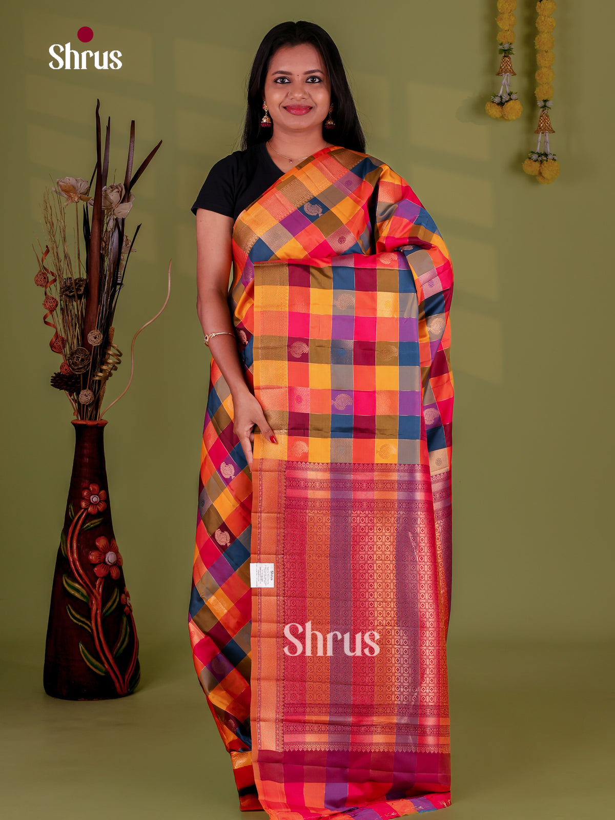 Semi Soft Silk - Madras Checks Saree - EJ09069