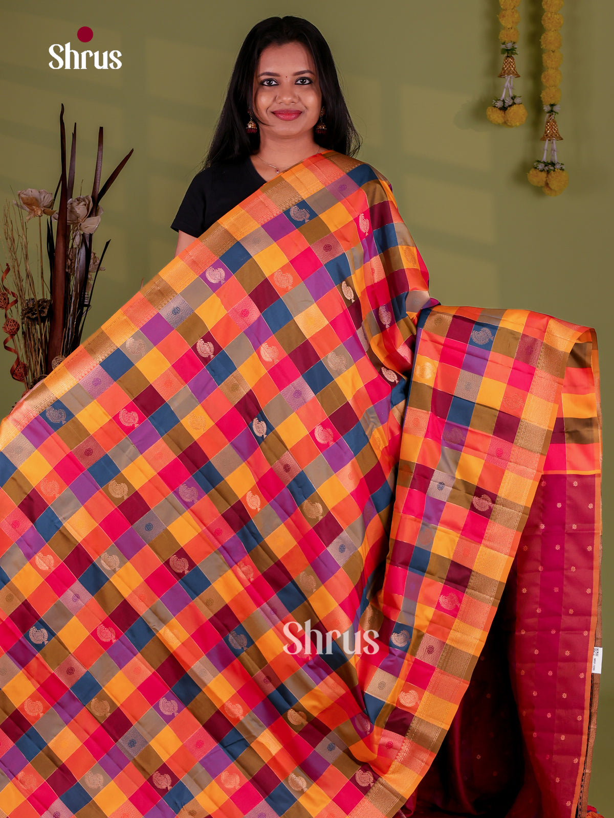 Semi Soft Silk - Madras Checks Saree - EJ09069