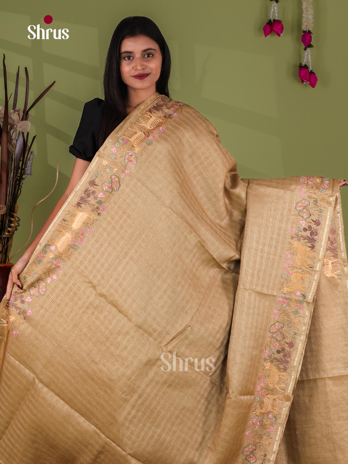 Tussar Embroidery Saree - EJ11022