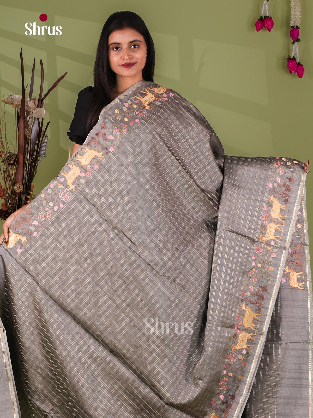 Tussar Embroidery Saree - EJ11023