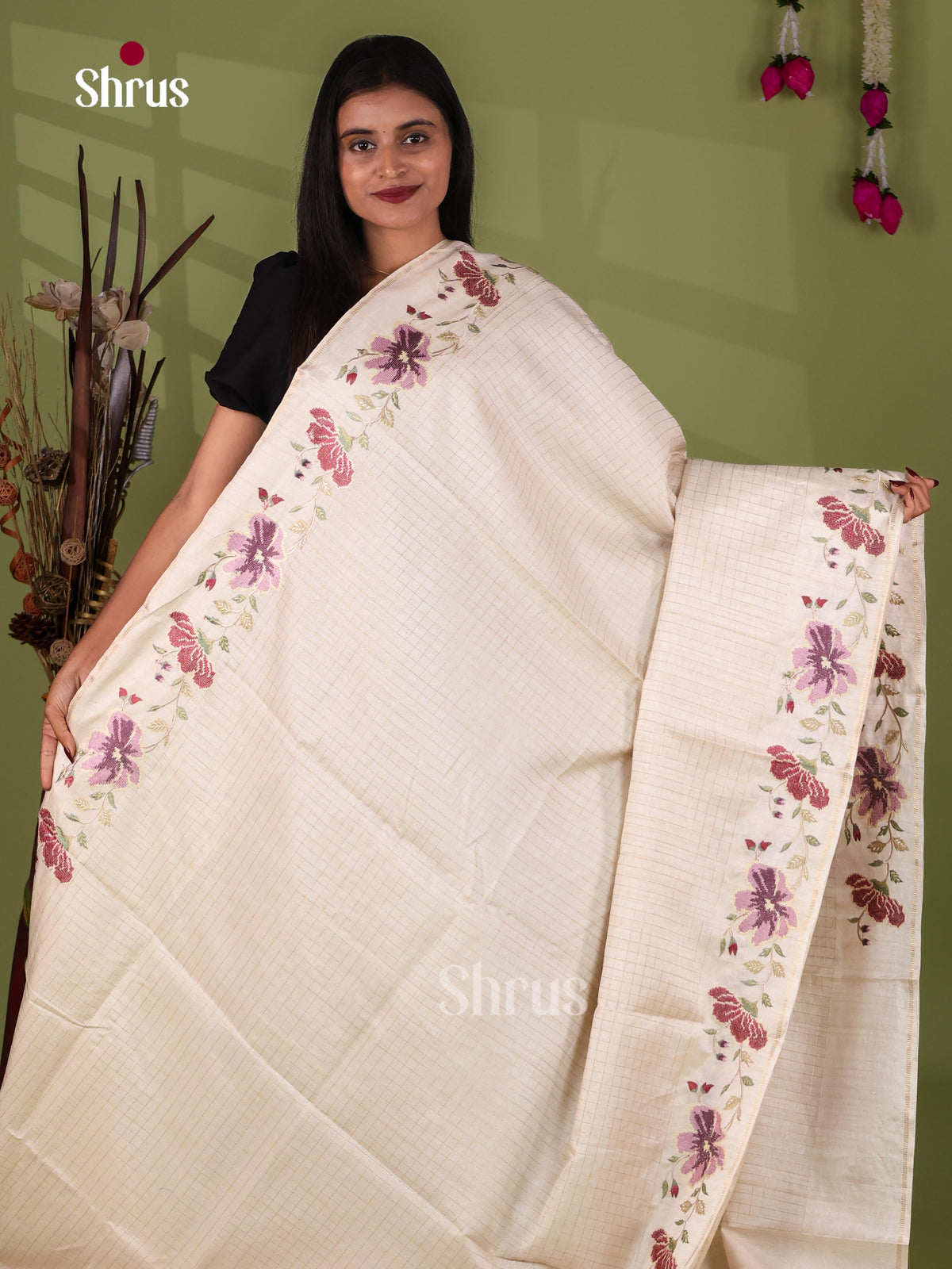 Tussar Embroidery Saree - EJ11040