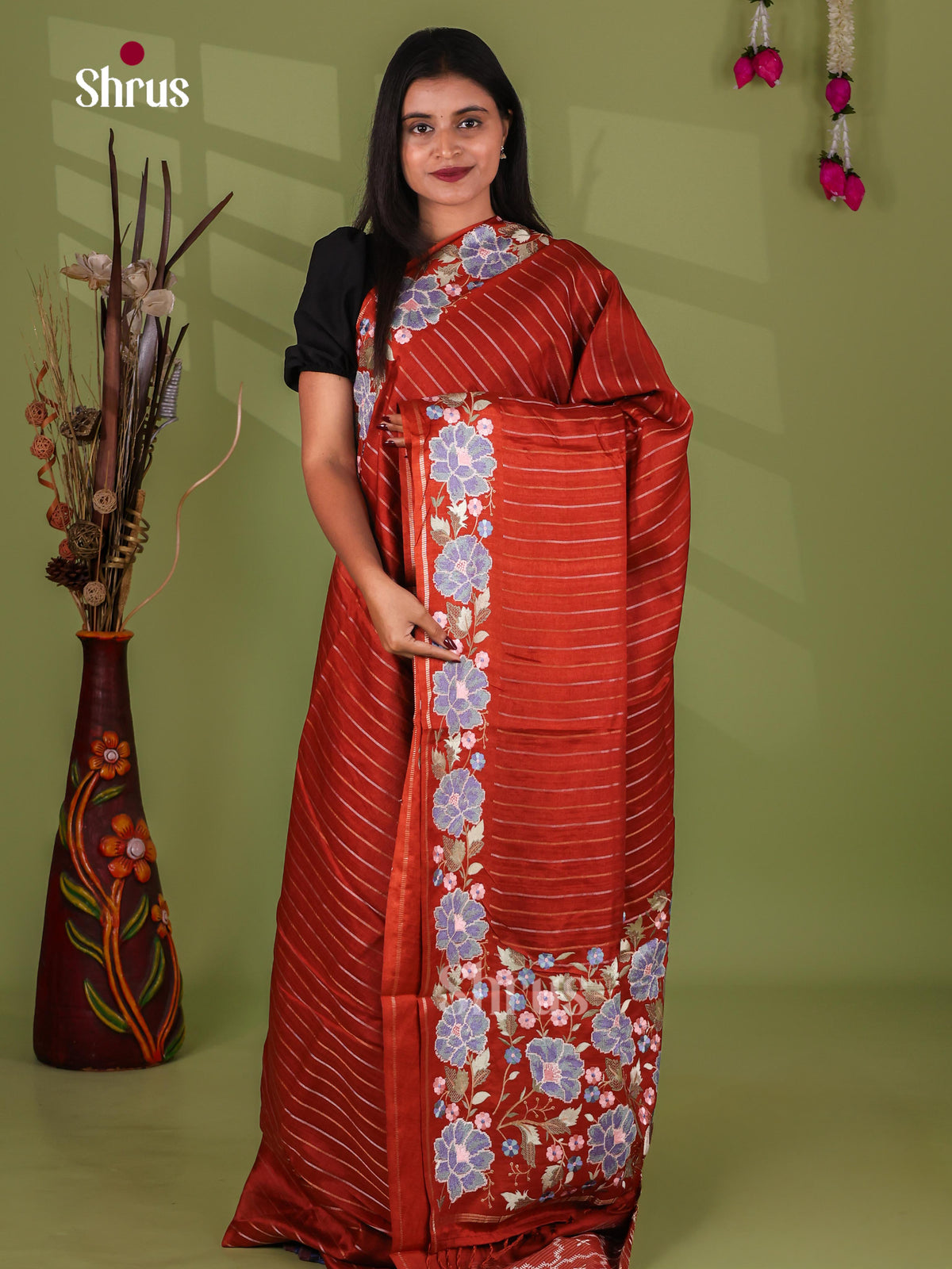 Tussar Embroidery Saree - EJ11043