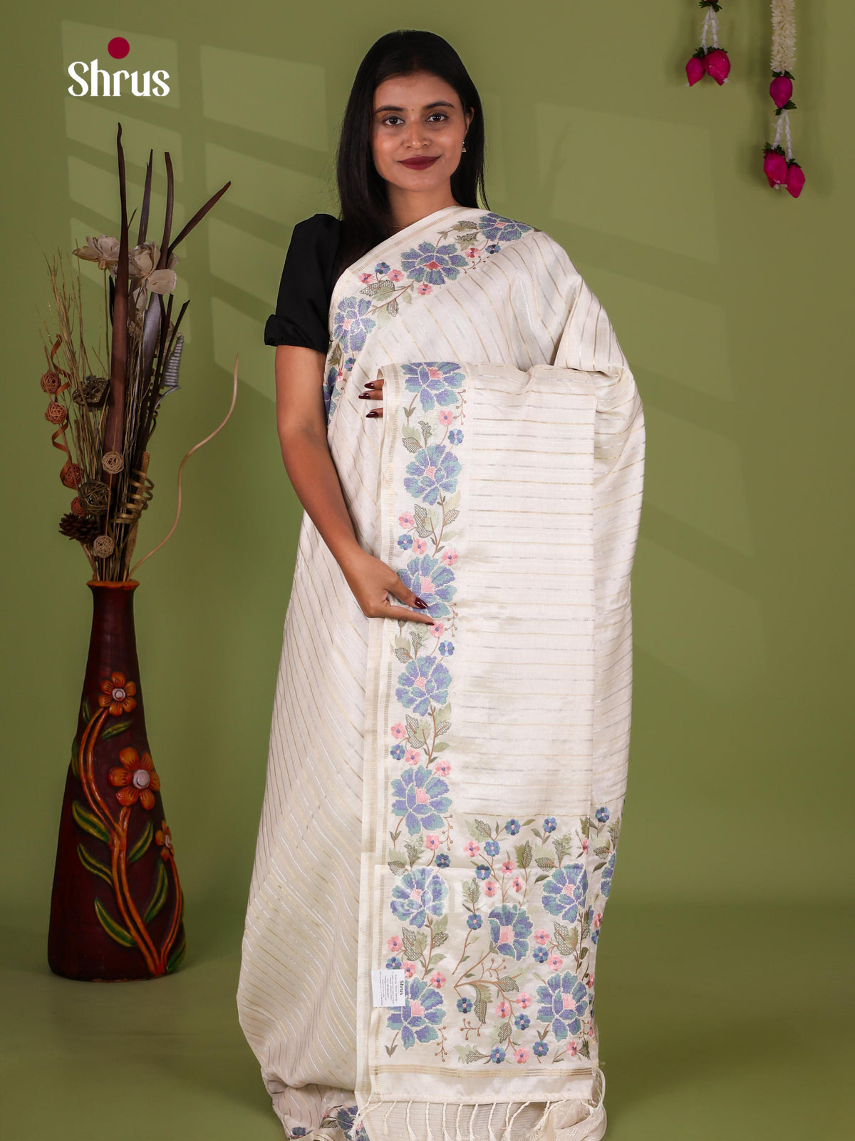 Tussar Embroidery Saree - EJ11047