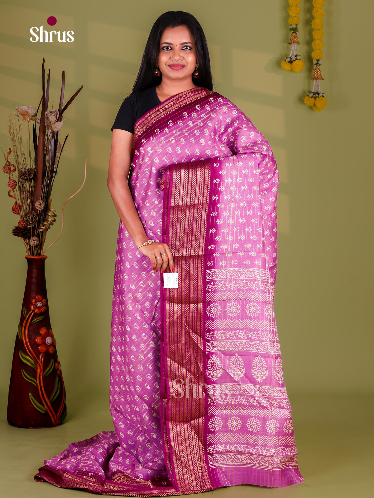Purple & MaroonSemi Crepe Saree - EJ11370