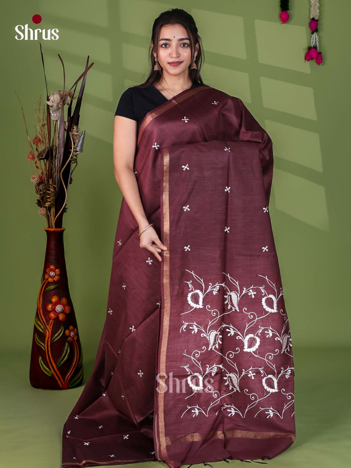 Semi Tussar Emb Saree - EJ12100