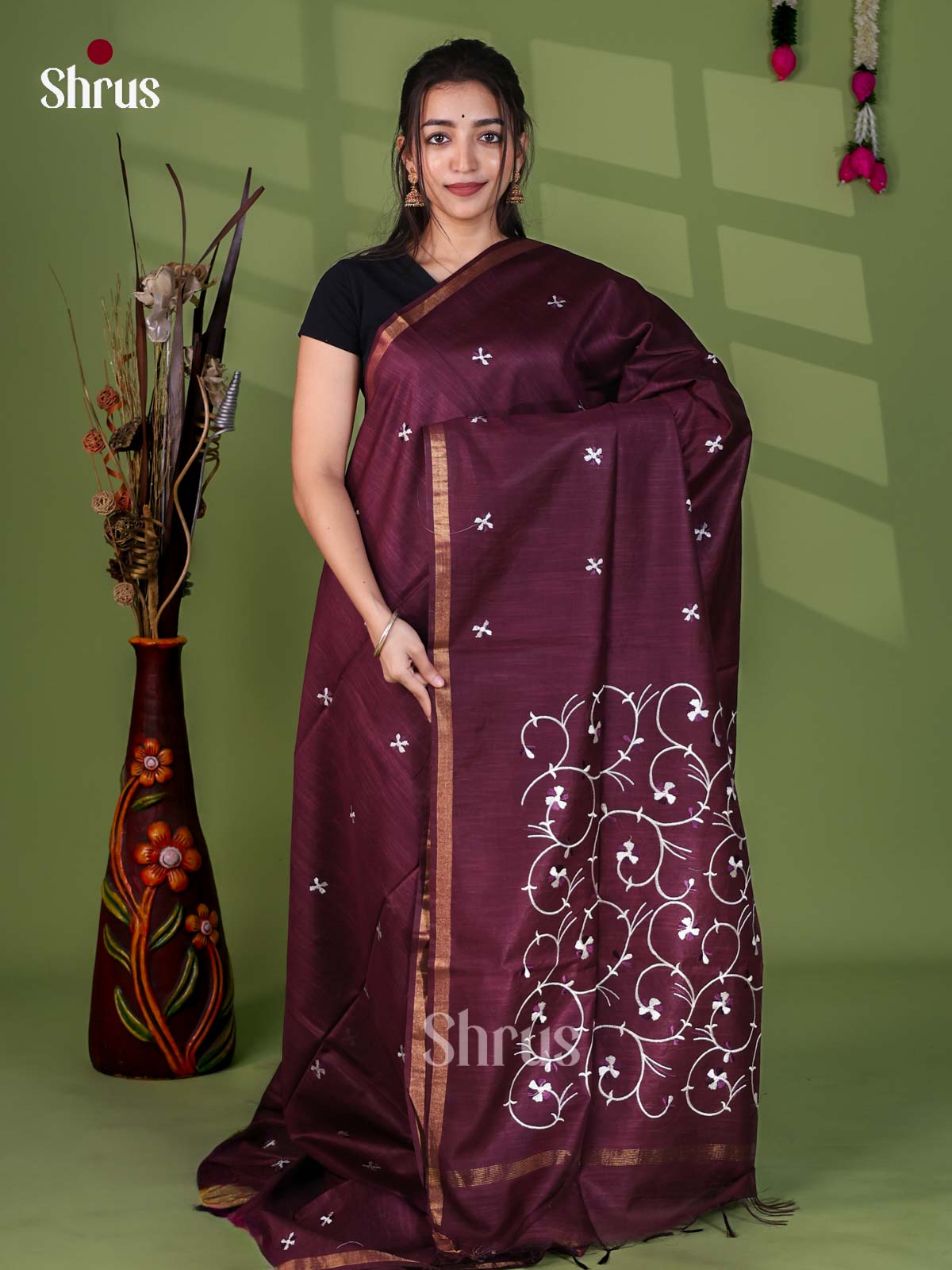 Semi Tussar Emb Saree - EJ12101