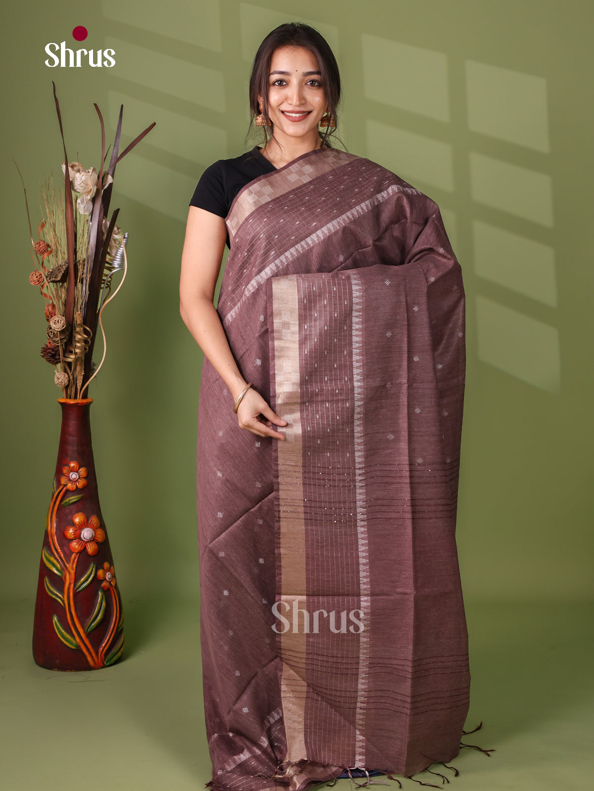 Semi Tussar Saree - EJ12106 - Shop on Shrus.com