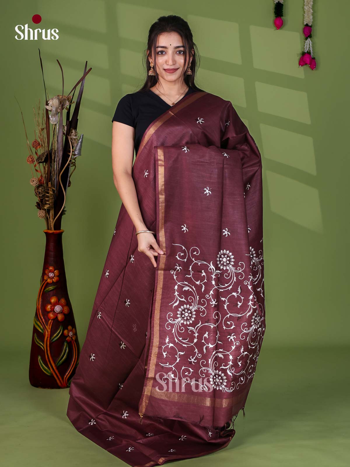Semi Tussar Emb Saree - EJ12137