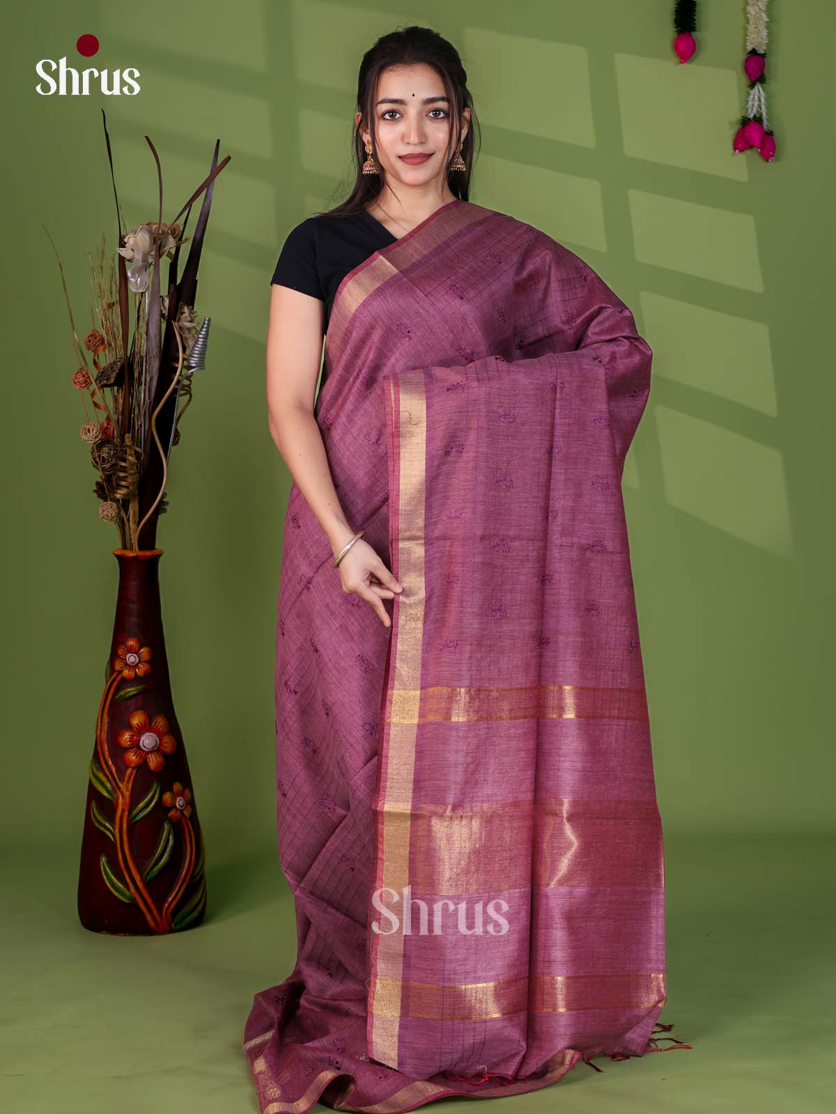 Semi Tussar Emb Saree - EJ12188