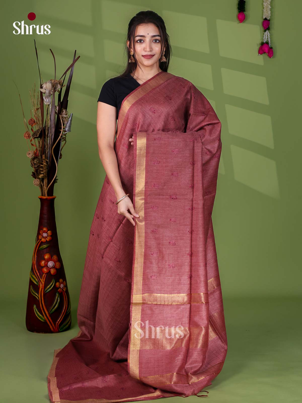 Semi Tussar Emb Saree - EJ12191