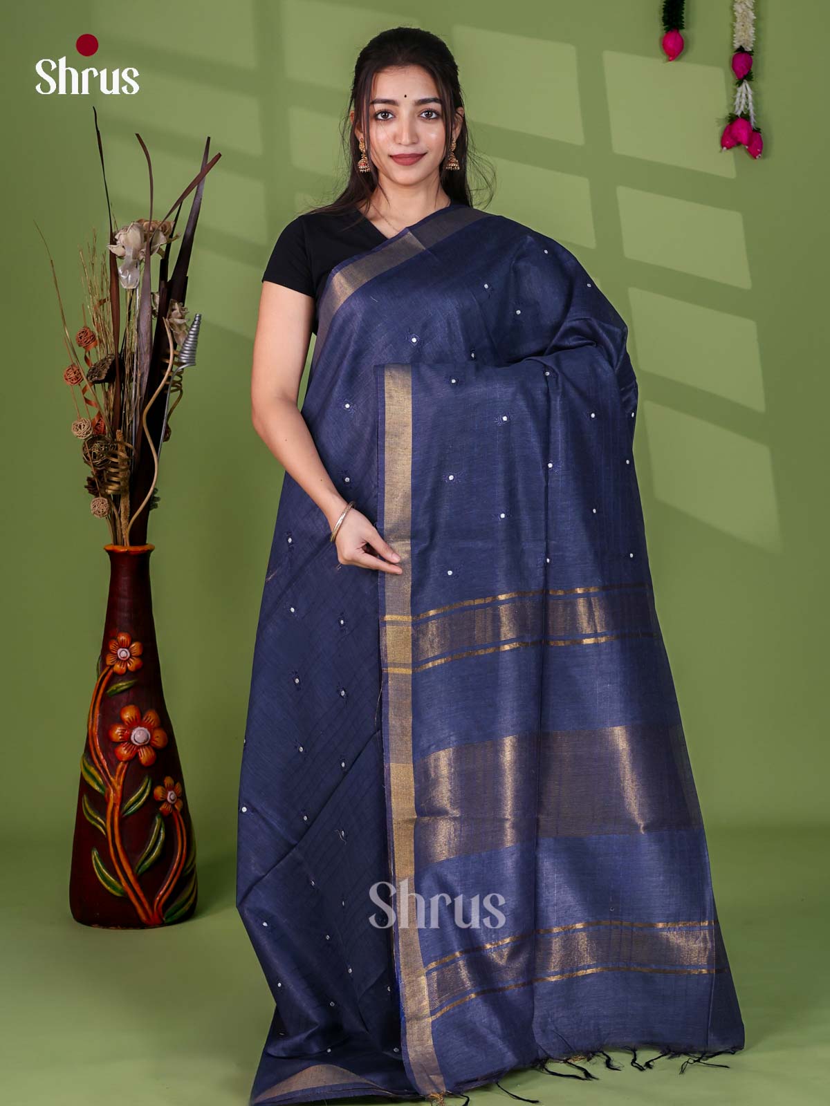 Semi Tussar Emb Saree - EJ12228