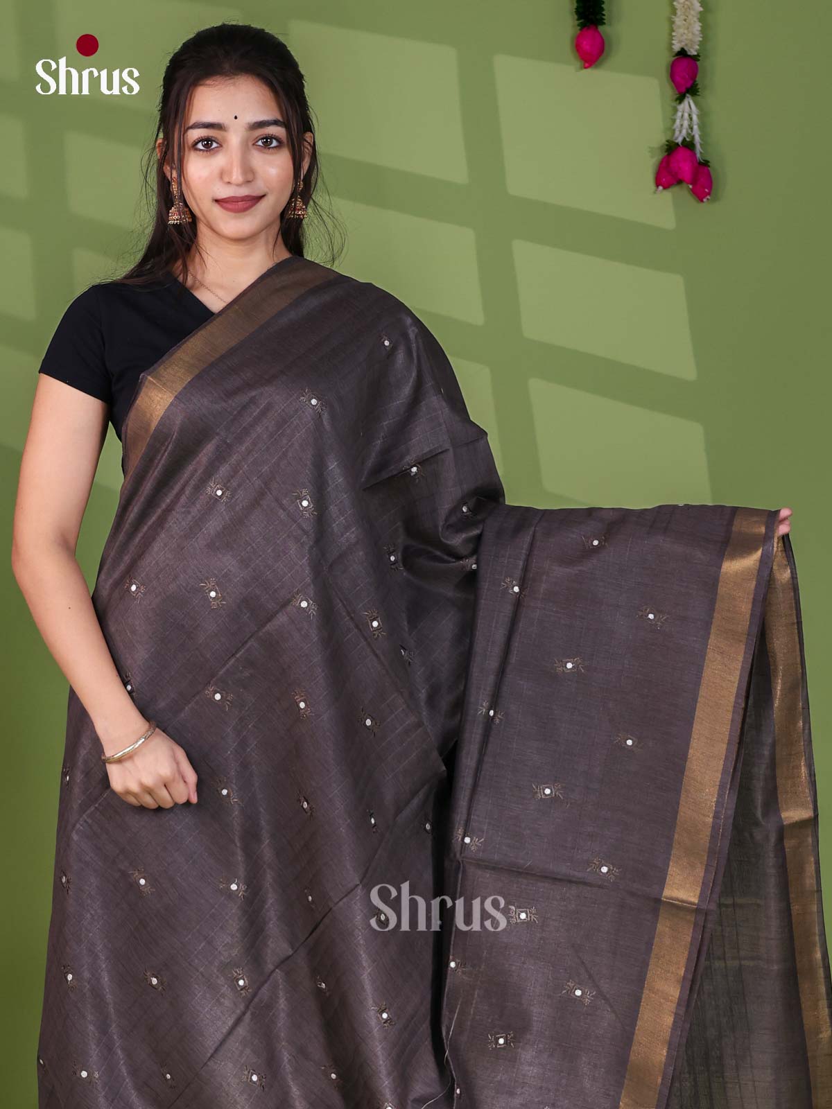 Semi Tussar Emb Saree - EJ12230