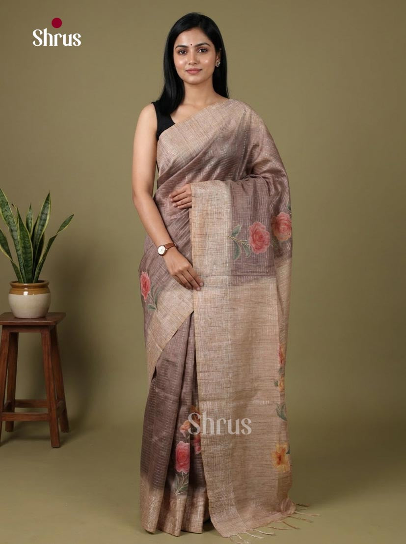 Semi Tussar Applique Saree - EJ15292