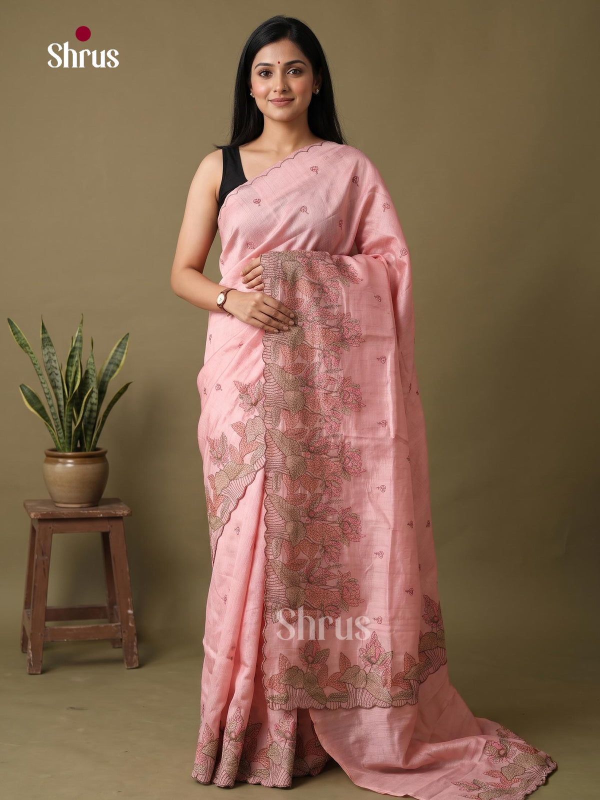 Semi Rawsilk Embroidery Saree - EJ21001