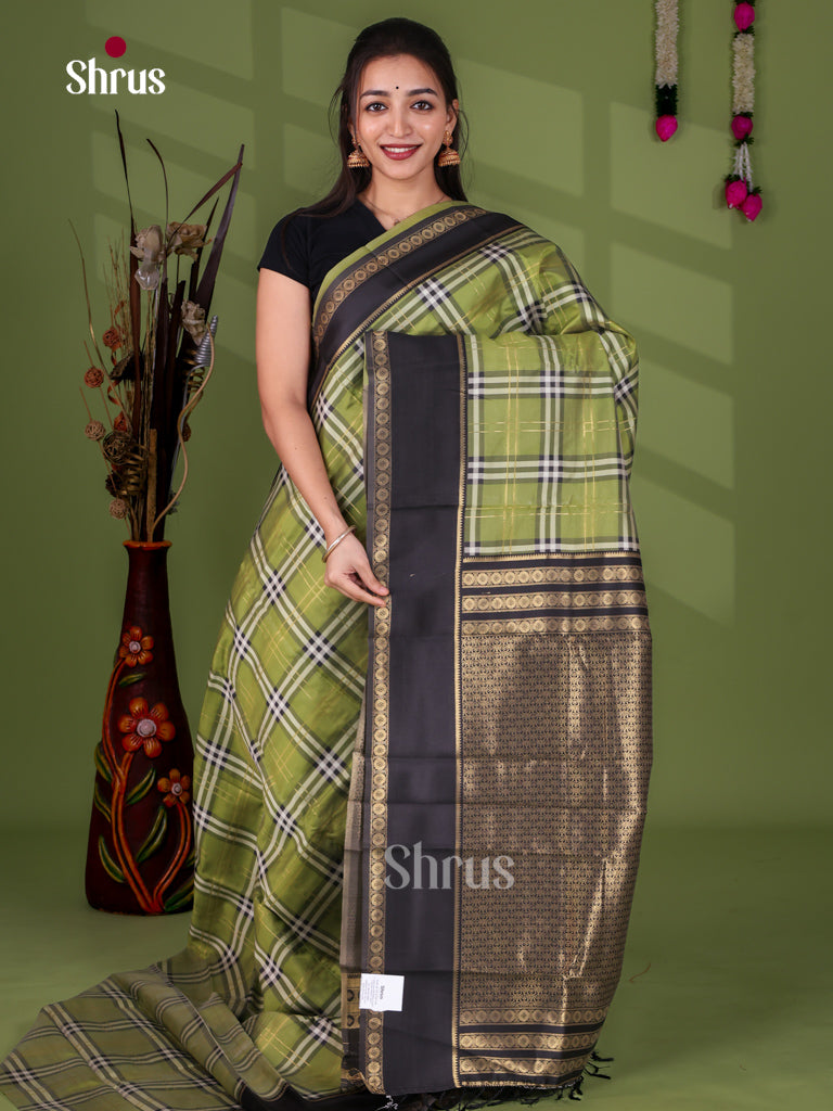 Semi Kanchipuram-Kattam Saree - EJ24284 - Shop on Shrus.com