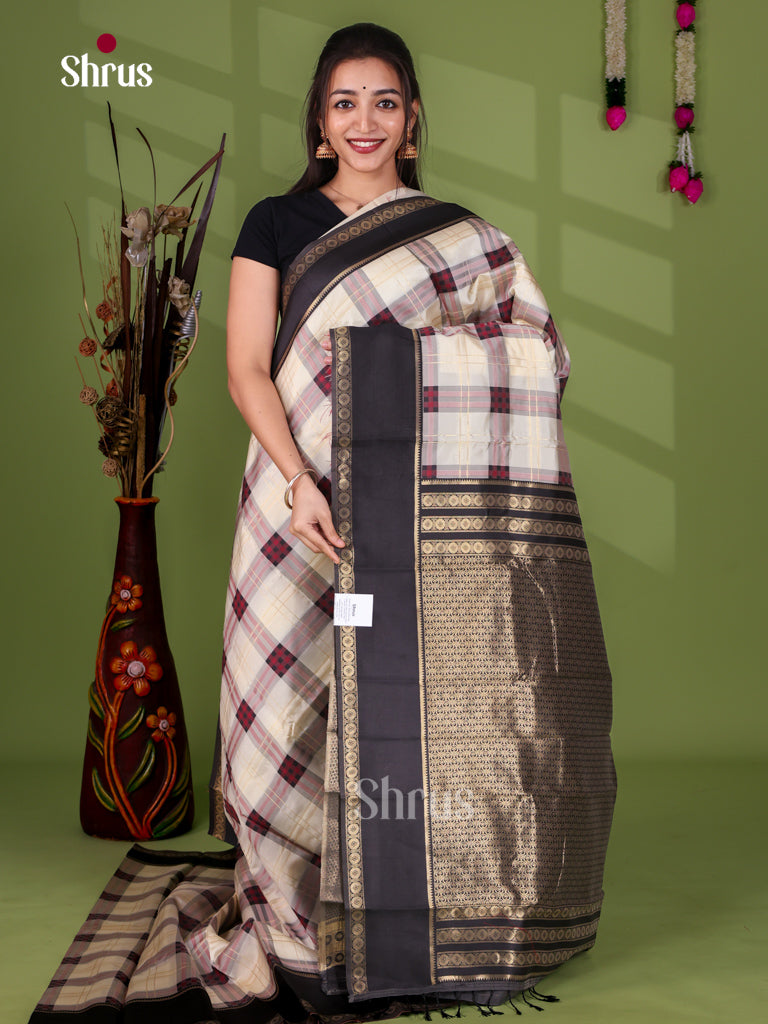 Semi Kanchipuram-Kattam Saree - EJ24285 - Shop on Shrus.com