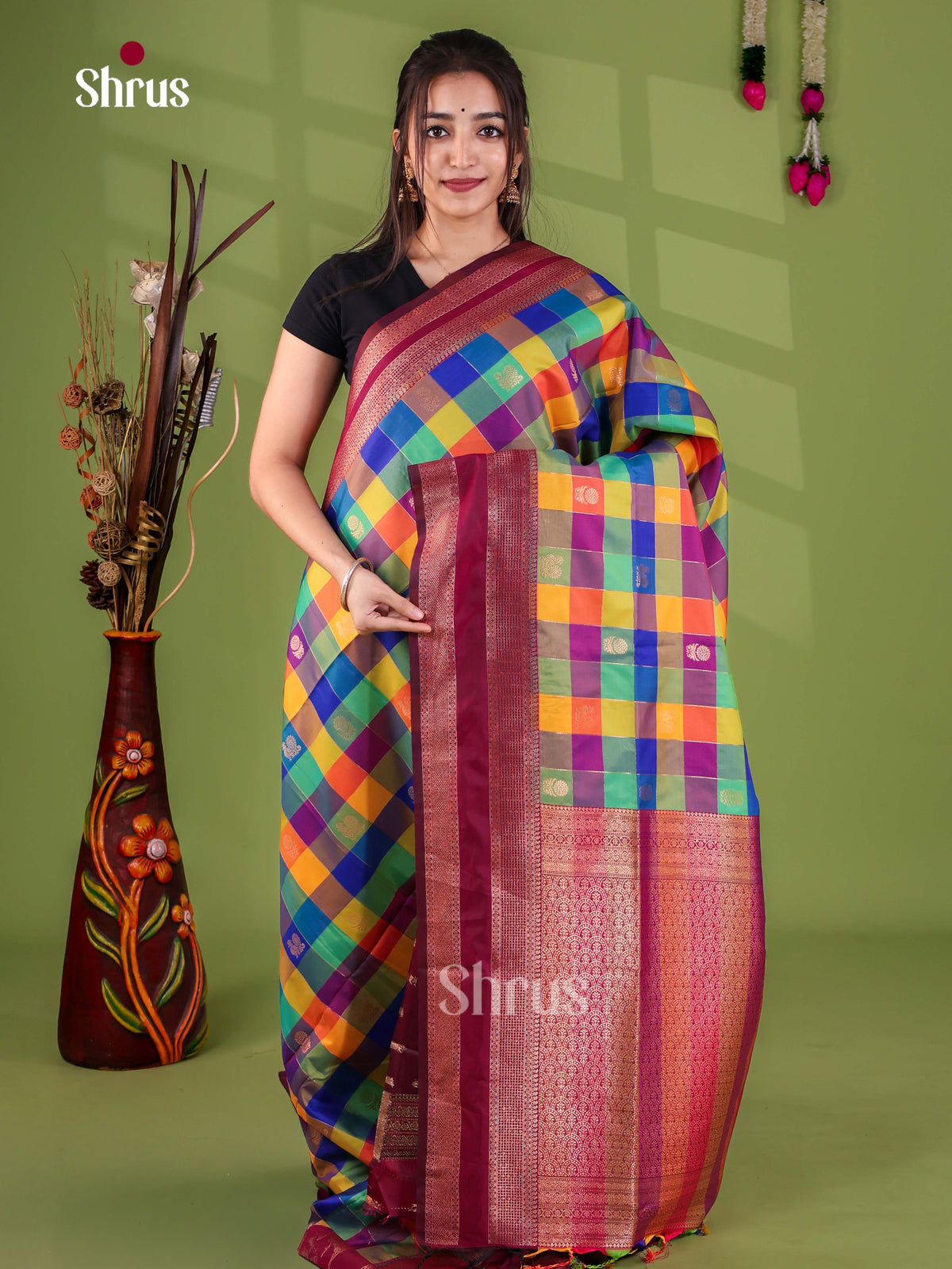 Semi Soft Silk - Madras Checks Saree - EJ29001