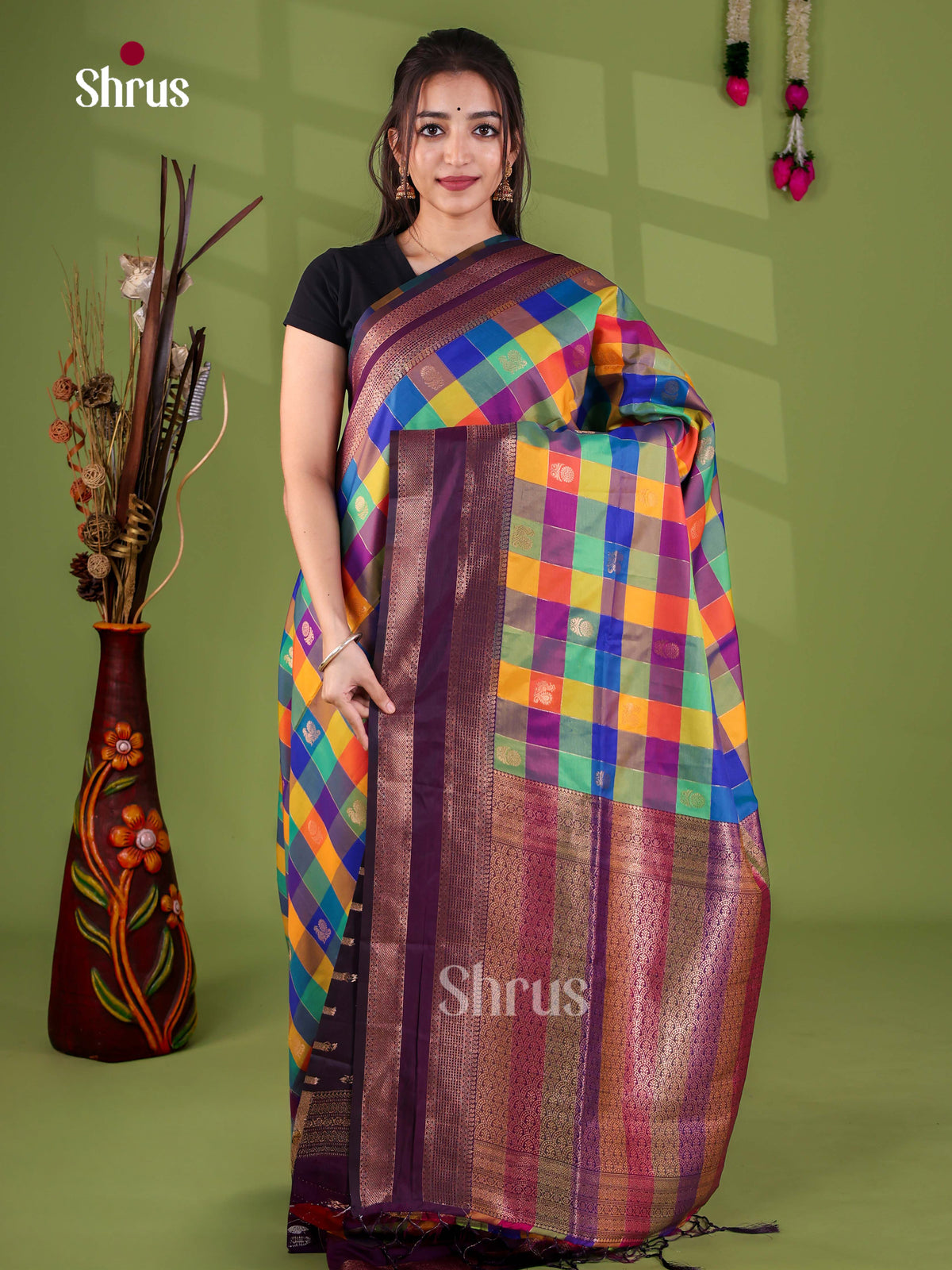 Semi Soft Silk - Madras Checks Saree - EJ29002
