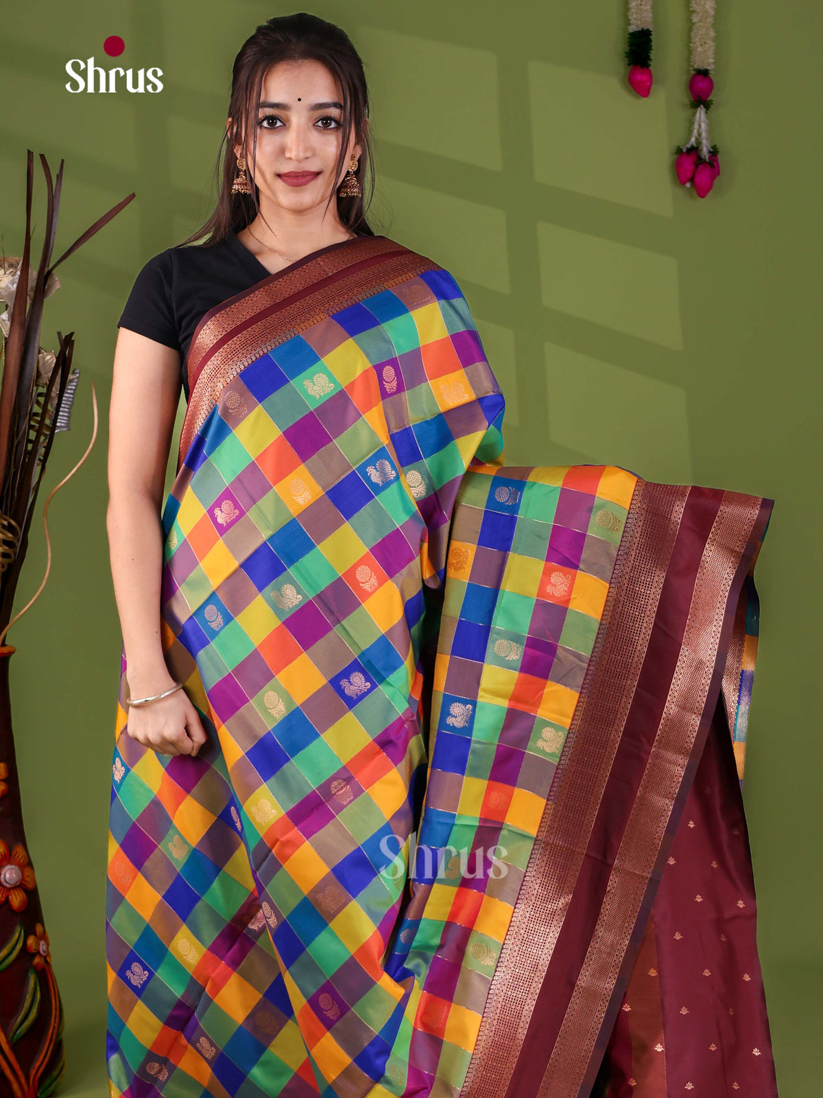Semi Soft Silk - Madras Checks Saree - EJ29003
