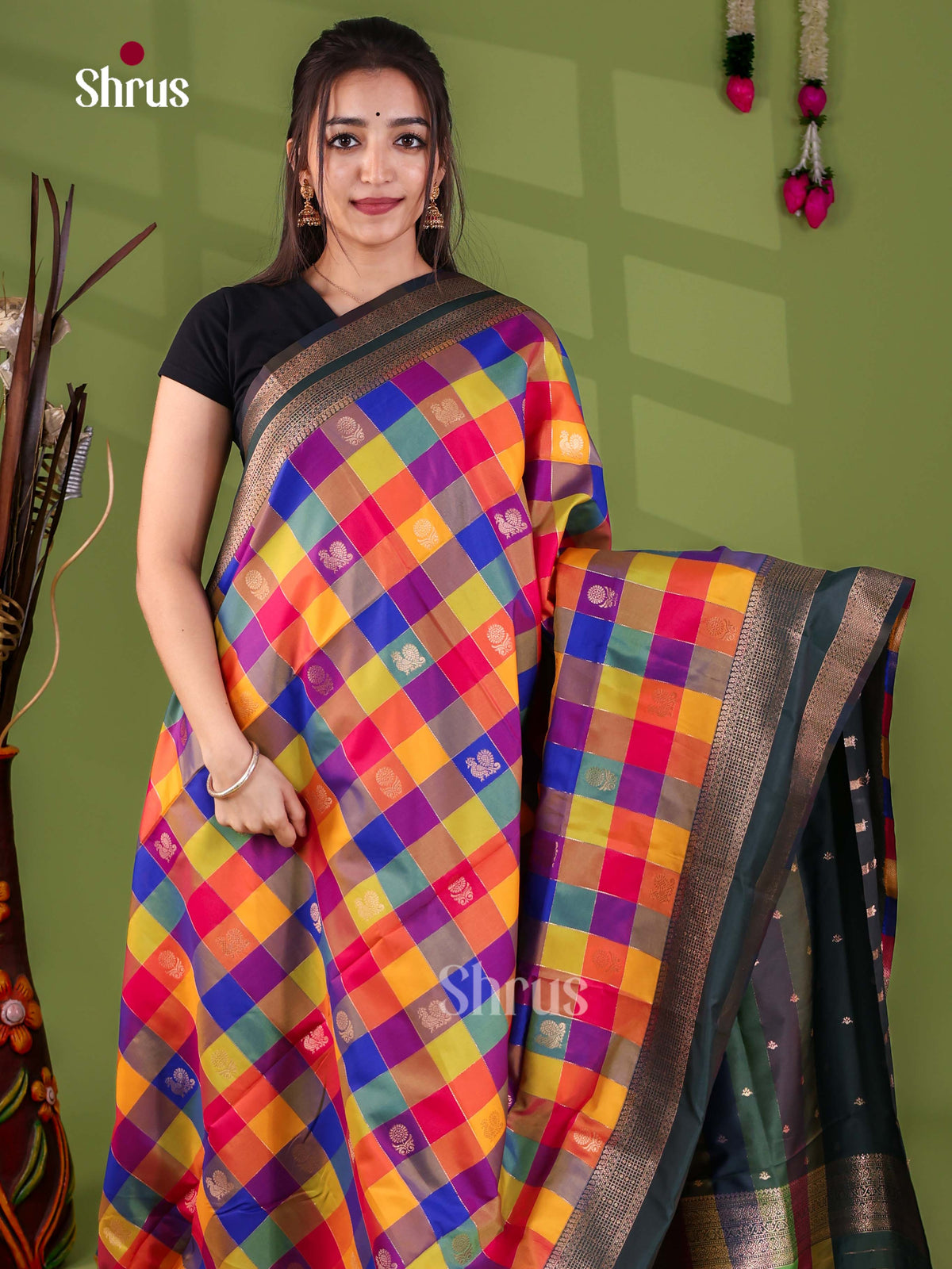 Semi Soft Silk - Madras Checks Saree - EJ29004