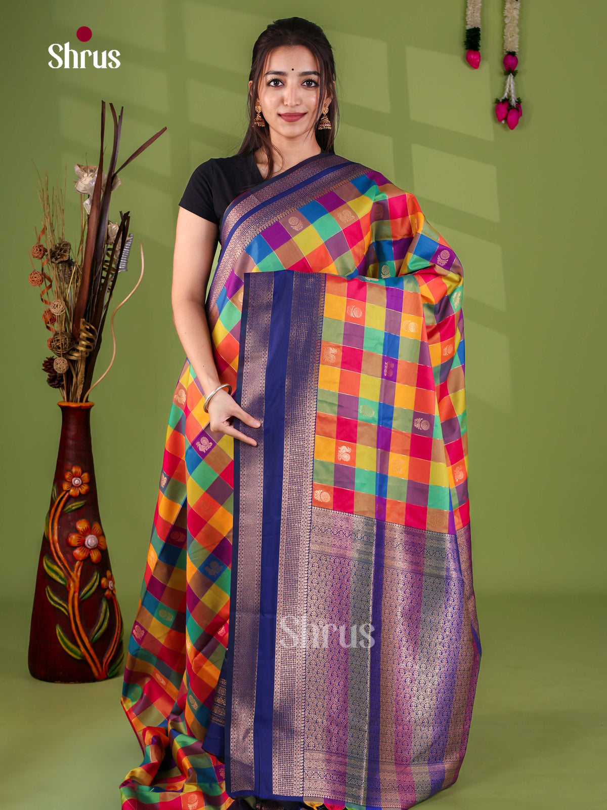 Semi Soft Silk - Madras Checks Saree - EJ29005