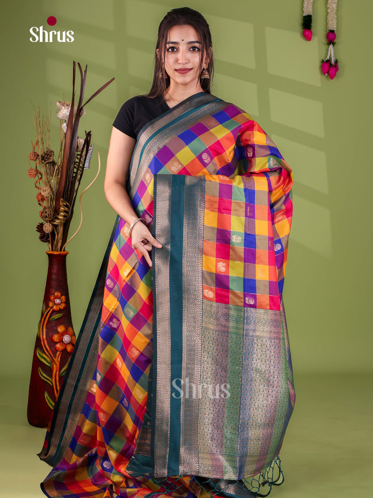 Semi Soft Silk - Madras Checks Saree - EJ29006