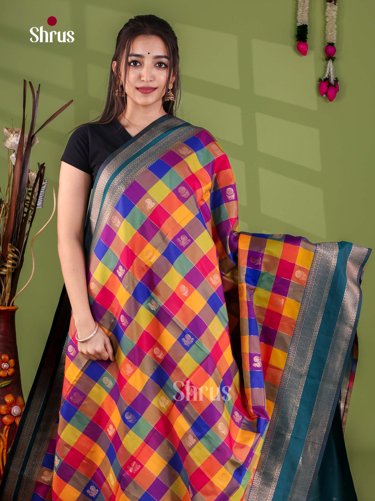 Semi Soft Silk - Madras Checks Saree - EJ29006