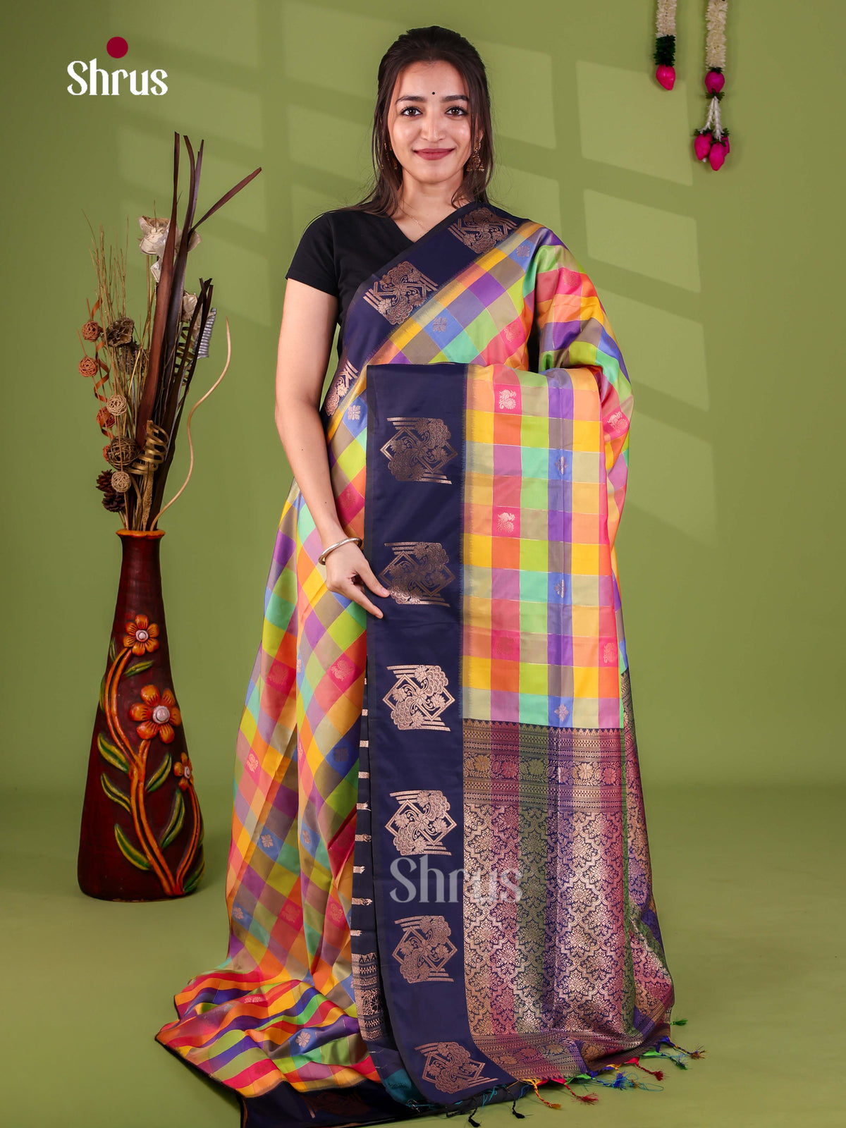Semi Soft Silk - Madras Checks Saree - EJ29007