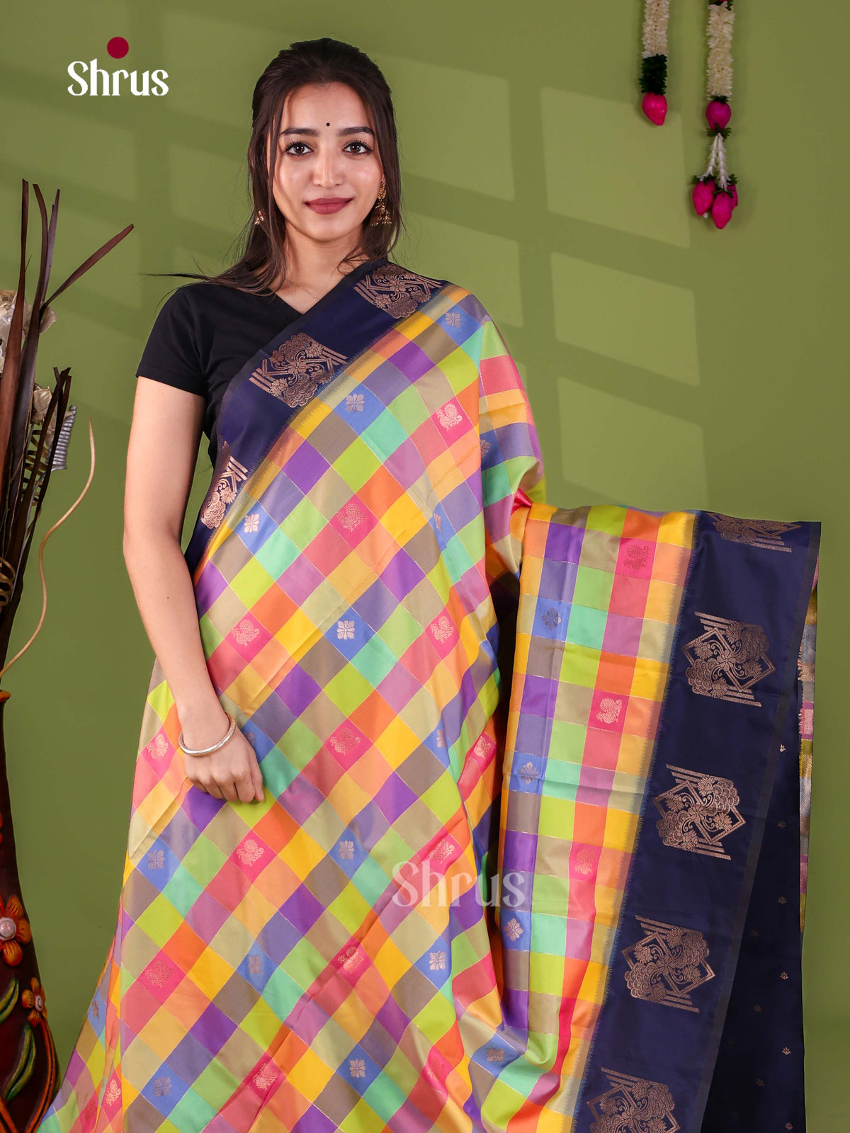 Semi Soft Silk - Madras Checks Saree - EJ29007
