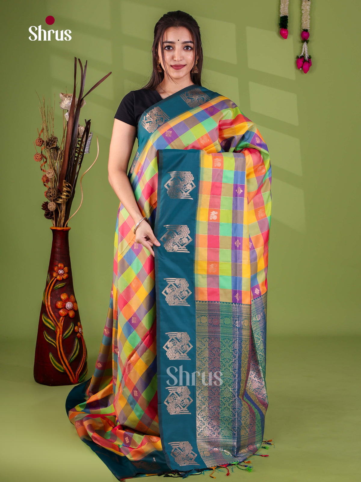 Semi Soft Silk - Madras Checks Saree - EJ29008